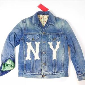 Gucci XXV NY Yankees Embroidered Insulated Denim Jacket sz 38
